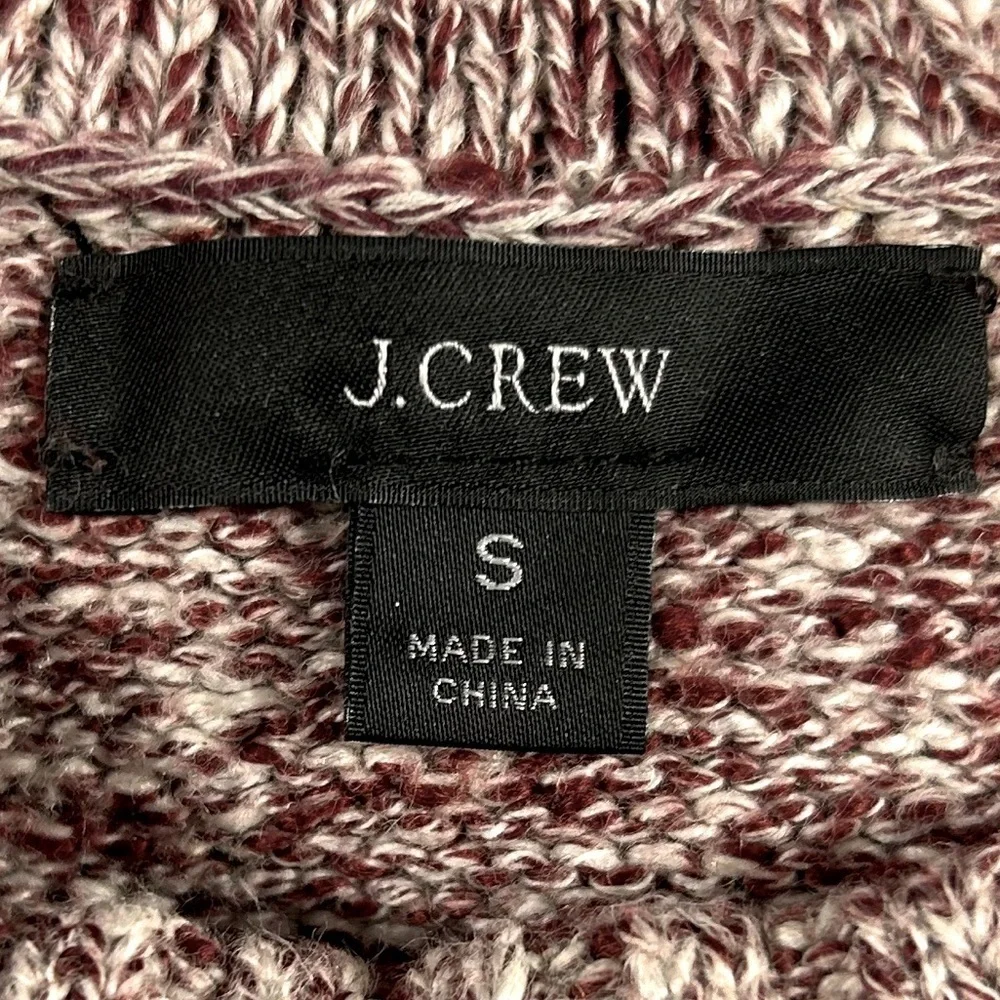 J.CREW Linen-Cotton Blend Knit Crewneck Sweater Puff Sleeves Red/White Size S